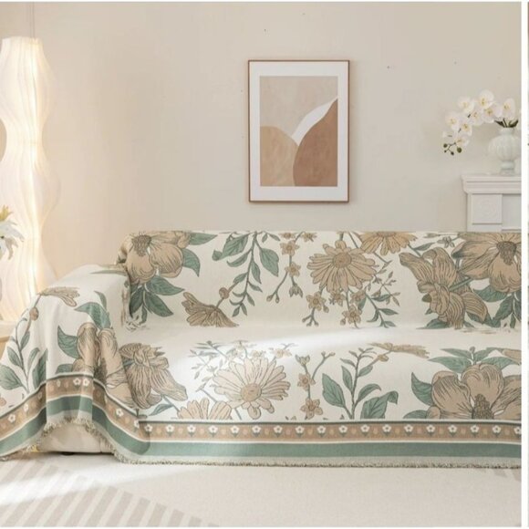 Slashop Chyrusanthemum 71" x 165" Pet Friendly Sofa Cover Floral Harmony - Picture 1 of 10